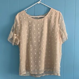 SHEIN French Dot Split Sleeve Knot Cuff Blouse